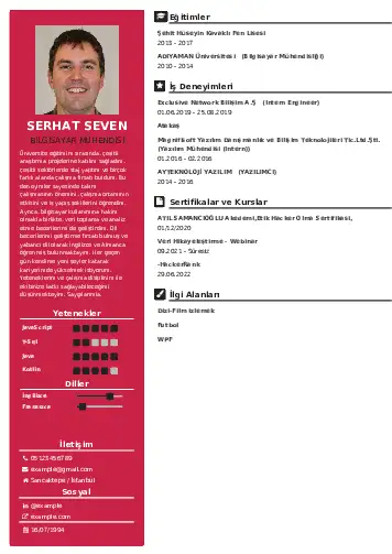 Bilgisayar Mühendisi CV Örnekleri cv indir